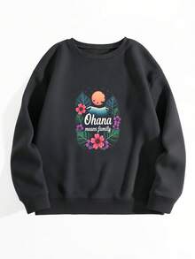 Ohana Means Family - Womens Hoodless Sweahoodless Sweathoodless Sweathoodless Sweatshirt - Lilo - Stitch - Film - Animation - Hawaii - 黑色 - 查看 3