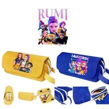 1 قطعة حقيبة قلم سعة كبيرة مطبوعة بطبعة وحش الكرتون ذات طبقتين للاستخدام في المدارس الابتدائية والثانوية (طراز عشوائي)