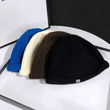 1顶冬季针织帽，保暖圆顶防寒帽，休闲腈纶滑雪帽，男士冬季保暖帽，冬季服装 - 彩色 - 查看 9