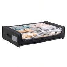 Underbed Storage Container With Wheels Space-Saving Storage For Bedroom Clear Zippered Cover With Reinforced Frame And Hidden Wheels Ideal For Storing Clothes Shoes Or Toys Set Of 2 RTA-SUB305 - 肉凍 - 查看 7