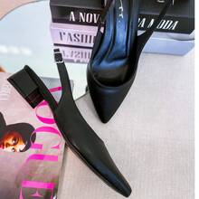Slingback Open Heel Pumps With A Heel Below 3cm - Flat Black - View 4