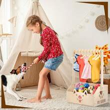 1个木制家居收纳整理盒，宠物用品收纳篮，可存放宠物衣物、零食和玩具，猫狗配件 - 米色 - 查看 6