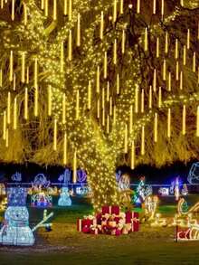 1 set/8 pièces Lumières solaires de pluie de météores pour l'extérieur, guirlandes de fées étanches pour Noël, ambiance festive, fêtes et célébrations du Nouvel An, convient pour la décoration d'hiver, la décoration du sapin de Noël, la scène de Noël dans le jardin, l'allée, le couloir, la terrasse, la clôture, le chemin, la cour, les marches, un merveilleux cadeau de Noël.