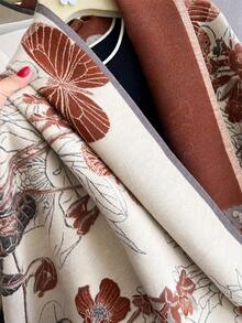 1pc Elegant Floral & Plant Pattern Jacquard Faux Cashmere Warm Scarf/Wrap, Versatile For Women, Suitable For Autumn/Winter, Daily Matching And Decoration - Multicolor - View 4