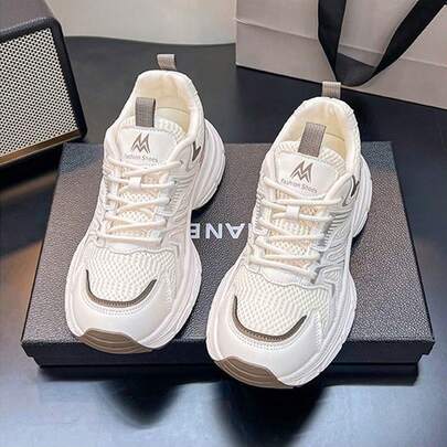 ZKBBO Zapatillas deportivas con suela gruesa y transpirable de malla para mujer, zapatos deportivos cómodos y casuales para todas las estaciones