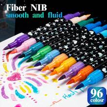 1 pieza Juego de 24/48/72/96 colores de rotuladores de doble punta y doble color, rotuladores resaltadores de punta de pincel opacos y mezclables para estudiantes y artistas - Marcador de purpurina - Ver 3