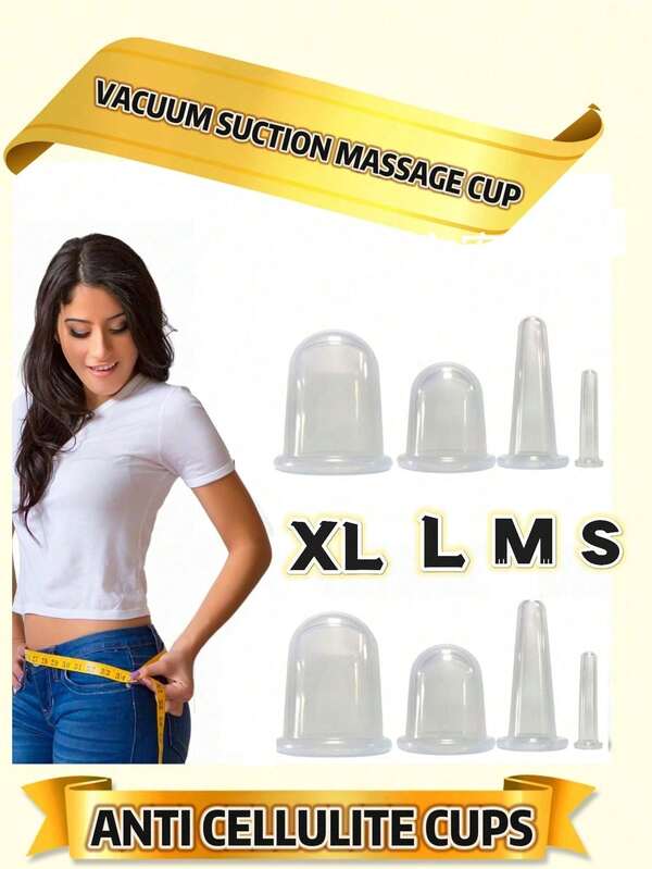 Conjunto de 6 ventosas de silicone de alta qualidade (1 peça), brancas, transparentes, de alta elasticidade e com ventosas de sucção a vácuo espessas. Uso profissional na China - Alivia os músculos do rosto, pescoço, cintura, glúteos e pernas, melhorando a pele do rosto e do corpo, proporcionando maior conforto e coordenação muscular.