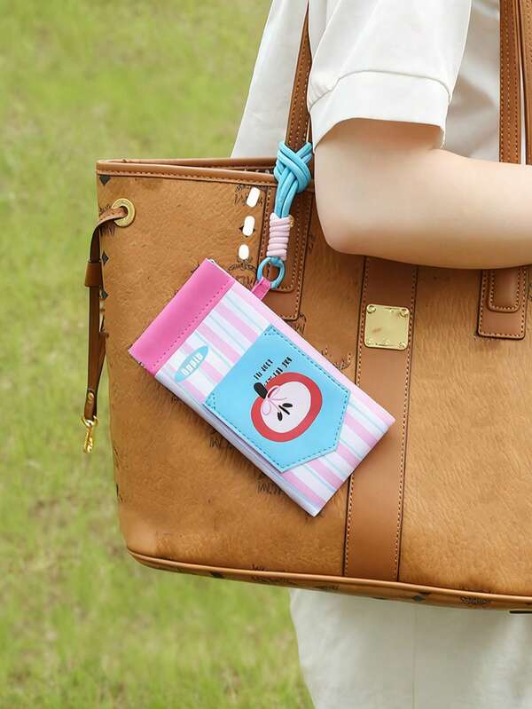 1pc Detachable Chain Hanging Glasses Bag, Portable Glasses Hanging Bag, Bullet Card Bag, Multifunctional Storage Bag, The Color Of The Suture Is Random