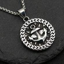 Collar vikingo retro para hombre, colgante de ancla vikinga de moda, cadena de ropa hip hop, accesorios de joyería