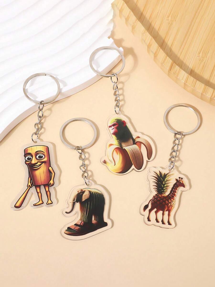 Abstrakte Holzstabfigur & Großer Fuß Acryl Schlüsselanhänger, kreative Schlüsselanhänger Weihnachtsgeschenk Tasche Anhänger Auto Zubehör Lehrer Freund Schwester Geschenkideen