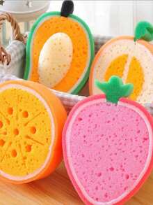 Esponja gruesa con forma de fruta, multifuncional y potente para eliminar la suciedad y limpiar, suministros esenciales de cocina, una buena ayuda para mamá - Multicolor - Ver 1