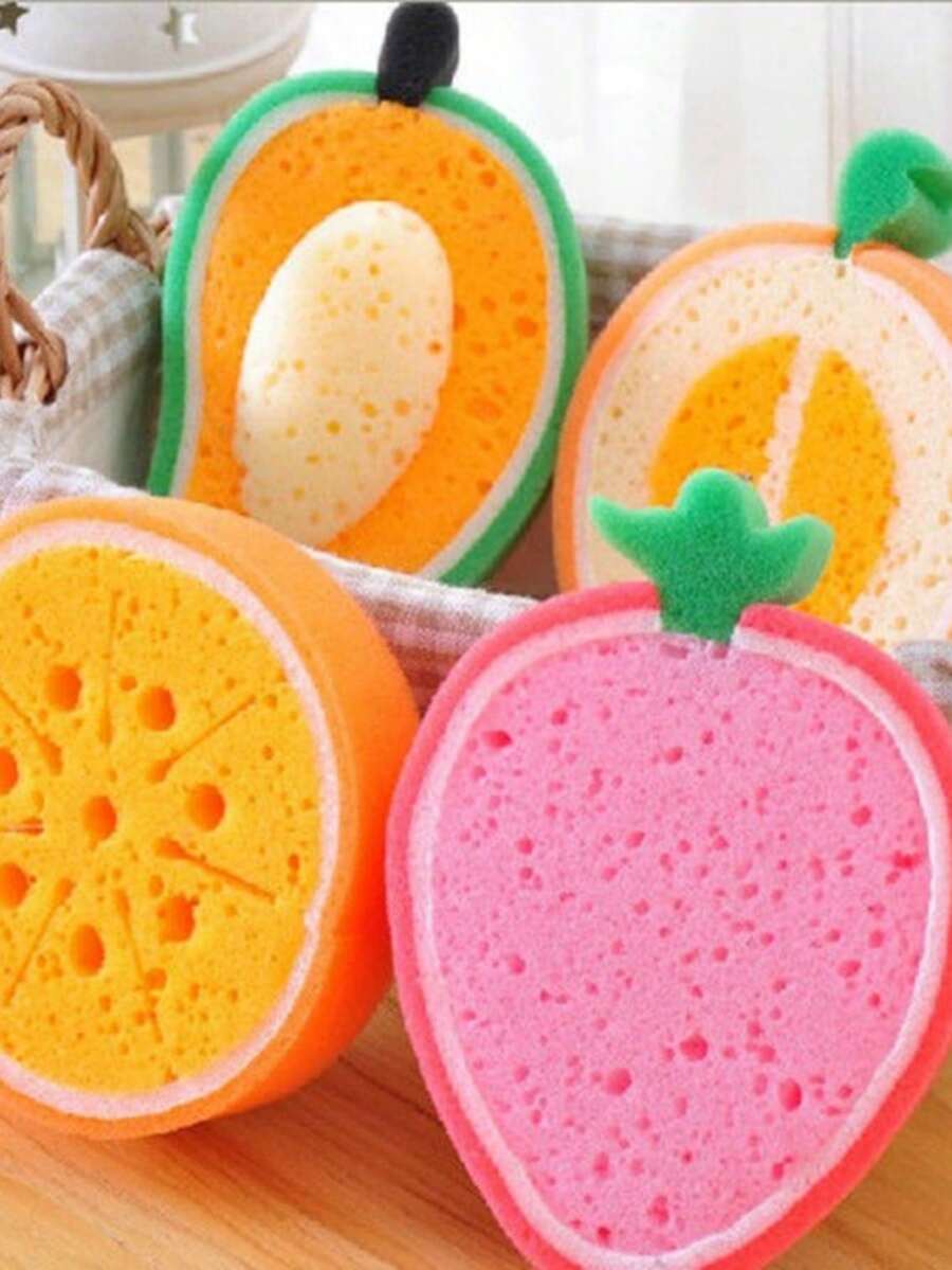 Esponja gruesa con forma de fruta, multifuncional y potente para eliminar la suciedad y limpiar, suministros esenciales de cocina, una buena ayuda para mamá - Multicolor - Ver 1