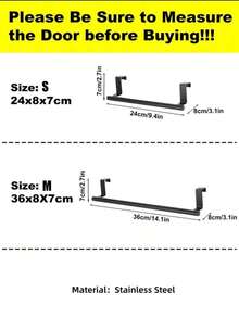 1pc/2pcs Stainless Steel Kitchen Cabinet Towel Rack, Seamless Bathroom/Kitchen Door Towel Bar Storage Rack, Wedding Decor, Holiday Decor, Birthday Gift - Black - View 2