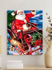 DIY Paint By Numbers For Adults  Santa Claus And Sleigh Christmas Art Kit, 16x20 Inch Acrylic Painting Set With Brushes And Paints, Frameless Wall Decor Craft, Ideal Gift For Birthdays, Father'S Day, Christmas, Mother'S Day - Nhiều màu - Xem 8