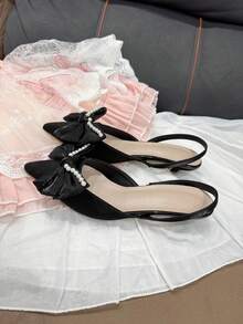 Pantofi cu toc înalt și perle pentru femei, eleganți, din satin, cu aspect de pieptănat, potriviți pentru ocazii formale, întâlniri romantice