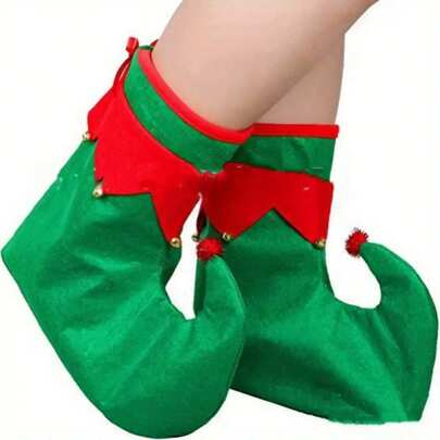 2pcs/Set ChristmasCostume Set With Bells - Includes Hat And Shoe Covers, Perfect For Party Decorations, Party Supplies, Christmas Gifts, Christmas Decorations, Polyester Material, Holiday Costume | Cute Design | Polyester Clothing, Christmas Costume, Women's Christmas Cos Christmas Elf Me, Women's Elf Costume, Women's Halloween Costume, Women's Costume, Halloween Costume