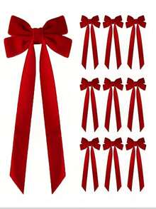 1/5/10 件圣诞树蝴蝶结 - 节日丝带礼品蝴蝶结，适用于节日花环、装饰品和乡村工艺品，无羽毛，光泽表面，非常适合礼品包装和 DIY 项目，圣诞树装饰天鹅绒丝带，圣诞树蝴蝶结 - 彩色 - 查看 15