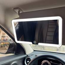 USB Charging Car Sun Visor Vanity Mirror With LED Light, Shatterproof Interior Accessory
