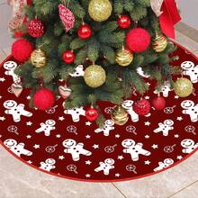 1PCS Cloth Christmas Tree Skirt Classic Graphic Print Tree Skirt Holiday Tree Mat For Home Decoration - Hot Pink - View 2