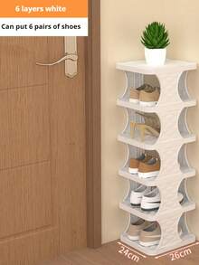 This Foldable Plastic Shoe Rack Is Removable And Space-Saving, Perfect For Storing Men's Leather Shoes, Sneakers, And Casual Shoes, As Well As Women's High Heels, Moccasins, And Boots. It's Perfect For Storing Winter Shoes In Entryways, Hallways, Bedrooms, Living Rooms, And Offices. Beige Stackable Bedroom Entryway Storage Rack, Adjustable Shoe Rack With Shoe Slots, Simple Tower Rack.