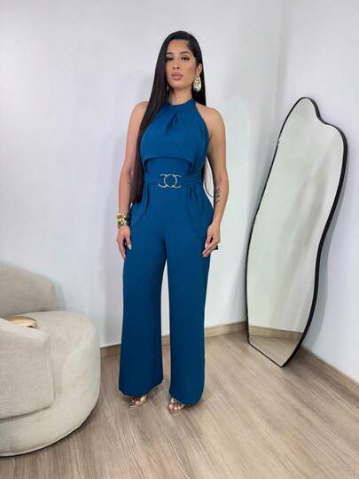 Macacão Feminino Longo Tecido Duna Premium Elegante Moda Gringa