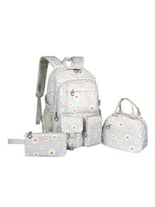 Set di zaino con stampa a margherite, adatto per scuola, pendolarismo, viaggio, design a tie-dye e fiocco di neve. Zaino, casual, unico