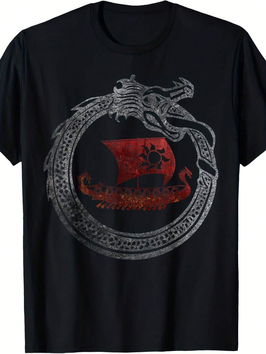 Jormungandr Vikings Dragon Ship TShirt Viking History Shirt - 款式22 - 查看 1
