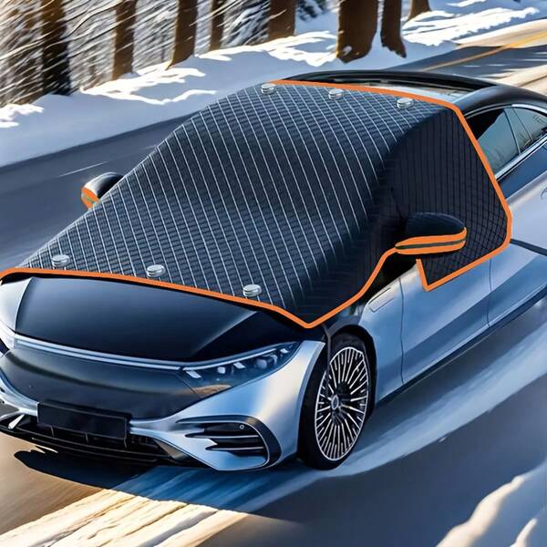 Magnetic Car Windshield Cover - Magnetic + Strap Windshield Snow Cover, Oxford Cloth Material, Anti-Freeze Protection, UV & Sun Protection, Fits Most Cars