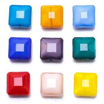 10pcs/Pack 14mm Center Hole Solid Color Crackle Asymmetrical Square Glass Beads For DIY Jewelry Making, Earrings, Necklaces, Pendants, Phone Chains, Keychains