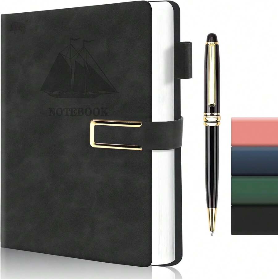 Cuaderno A5,Cuaderno Rayado,Cuaderno con Cierre Magnético, Cada Cuaderno Viene con 180 Hojas/360 Páginas,Piel Sintética Lisa,Apto Para Estudio,Trabajo,Regalo - Rosa - Ver 1