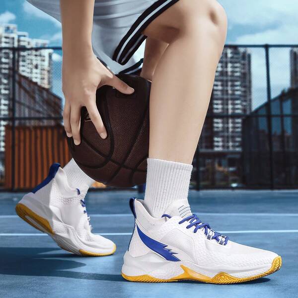 1296 Elegant Fishscale Pattern Sports Shoes, Stable Support, Rebound, Lightweight, Non-Slip, Suitable For Outdoor, Basketball, Tennis, All Seasons