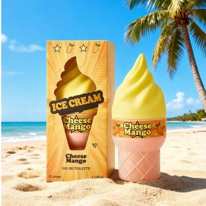 MAYCHEER 100ml Ice Cream Series Fragrance Mist, 4 Sweet & Alluring Variants: Jasmine Melon, Cheese Mango, Yummy Pistachios, Juicy Peach. A Sweet & Fresh Feminine Fragrance, Ideal Gift For Women, Couples, Vacations And Weddings.