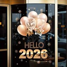 1pc 2026 Happy New Year Colorful Balloon Window Sticker, Removable Static Cling Decal, Suitable For Home, Store, Mall, Bar New Year Decoration - Multicolor - View 9
