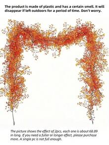 2/1pc 64.9in Artificial Fall Wreaths, Greenery Ivy Wreaths, Hanging Fake Plants & Ferns - Vibrant Autumn Hues, For Halloween Thanksgiving, Indoor Outdoor Home Garden Wedding Farmhouse, Mantel Table Centerpieces, Fall Halloween Home Room Decor, Room Decor, Home Decor, Birthday Decor, Party Decor, Wedding Decor, Wedding, Artificial Plants, Fall Decor