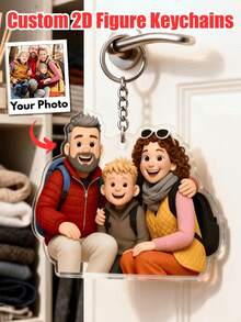 Llavero personalizado, llaveros acrílicos personalizados, colgantes acrílicos, regalo de Navidad, decoración navideña, adornos navideños, adorno colgante personalizado para el automóvil familiar, regalo para padres, abuelos, personajes de dibujos animados personalizados, llaveros acrílicos para uso diario, colgantes acrílicos para mochilas escolares de niños, colgantes de llaves acrílicos para personas mayores y llaveros acrílicos para conmemoraciones familiares