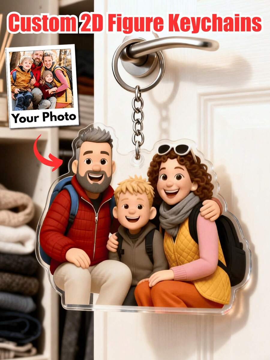 Llavero personalizado, llaveros acrílicos personalizados, colgantes acrílicos, regalo de Navidad, decoración navideña, adornos navideños, adorno colgante personalizado para el automóvil familiar, regalo para padres, abuelos, personajes de dibujos animados personalizados, llaveros acrílicos para uso diario, colgantes acrílicos para mochilas escolares de niños, colgantes de llaves acrílicos para personas mayores y llaveros acrílicos para conmemoraciones familiares
