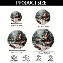 1 pezzo Tappeto da area in flanella a tema natalizio: Babbo Natale che interagisce con le renne, circondato da boschi innevati, albero di Natale con ornamenti e fiori di poinsettia. Lavabile, adatto per camera da letto, soggiorno, balcone, casa, hotel, ufficio e decorazione per le feste - Multicolore - Visualizzare 11