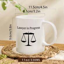 1pc Lawyer In Progress Ceramic Coffee Mug - 11oz Large, Heavy-Duty Tea Cup With Handle - Ideal Appreciation Gift For Law Students, Teachers, Paralegals, Prosecutors, Attorneys, Coworkers - Perfect For Christmas, Xmas, Birthdays, Graduations - 1pc - View 5
