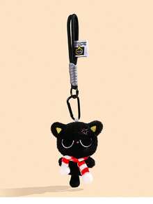 Chaveiro com pingente de gato preto de pelúcia, enfeite para bolsa, decoração para carro, presente para pais, irmãs, mulheres, homens, acessórios para celular, personalizado, presente original - Multicolorido - Ver 6