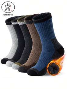5 Pairs Thick Ski Socks, Warm Outdoor Socks - Winter Outfit, Thick Socks, Thermal Socks