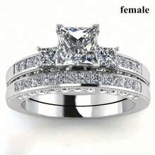 1 Pc Fashion Silvery Couple Rings For Lover's Stainless Steel Men Rings Cute Women Rhinestones Artificial Zirconia Rings SetDaily Ware Best Gift For Friends And Family - Men Rings - View 5