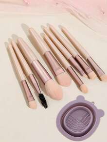 8件套化妆刷套装，附赠硅胶清洁刷，专业化妆刷，适用于粉底、遮瑕、眼影、腮红、散粉等，化妆刷套装，化妆刷套装，化妆刷套装，全套化妆刷，化妆刷套装，全套化妆工具，化妆刷套装，化妆刷套装，化妆礼盒套装 - 珊瑚橙 - 查看 4