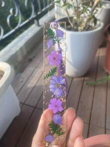 1/2 件花朵亚克力书签书页夹花卉书签带彩色流苏透明页夹圣诞节完美礼物（紫色/黄色/粉色/蓝色） - 彩色 - 查看 12