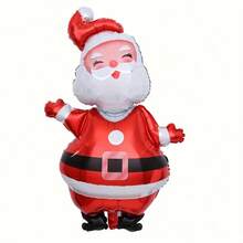 2/5pcs Squinting Santa Claus Windmill Candy Cane Balloon Set, Christmas Themed Decor Items, Cute Open Arms Design, Indoor/Outdoor Decoration, New Year Winter Party Balloons, Best Christmas Gift - Red - View 6