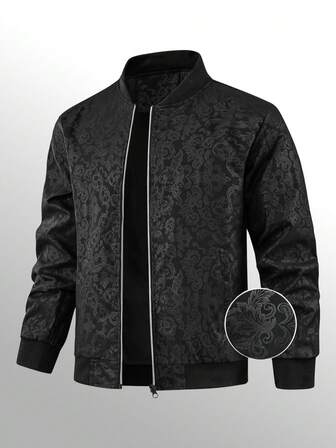 Men's Outdoor Sports Jacket, Wind-Resistant Jacket, Steel Stamping Phoenix Print Texture, Bomber Jacket, Fashion & Versatile