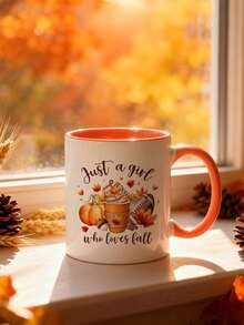 1pc 11oz Fall Coffee Mug Ceramics,Thanksgiving Pumpkin Mug Just A Girl Who Loves Fall,Fall Decor,Pumpkin Spice,Insulated,Reusable,Holiday Gifts,Marry Christmas Gifts,It's Fall Y'all, Autumn Decor,Friends' Birthday Anniversary Festival,Party