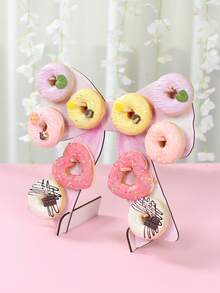 1Pc Pink Bow Shaped Wooden Donut Stand,Sweet Donut,Doughnut Holder Board,Baby Shower Decorations,Pink Bow Theme Birthday Party Supplies,Bridal Shower Supplies,Pink Birthday Decorations,1st Birthday Party Decor,Gender Reveal Party Supplies,Table Decor,Baby Girl Party Decorations,Pink Bow Decor