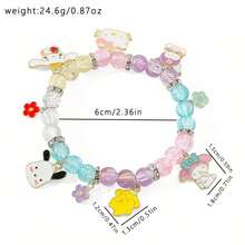 SANRIO 2件套三丽鸥家族串珠手链：Hello Kitty、布丁狗、酷洛米、肉桂狗 - 玻璃珠手链，配水滴形银色吊坠 - 彩色 - 查看 5