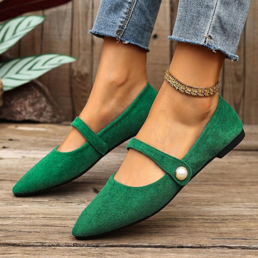 All-Season Lightweight Shallow-Cut Pointed Toe Mary Jane Flat Slip-On Women's Shoes, Versatile Casual Fashion Loafers For Daily Commute