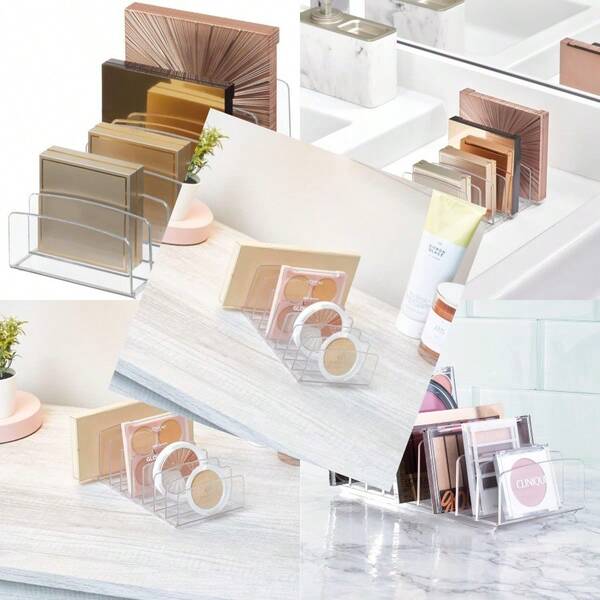 IDesign Clarity Vertical Plastic Palette Organizer For Storage Of Cosmetics Makeup And Accessories On Vanity Countertop Or Cabinet 9.25" X 3.86" X 3.20" Clear
